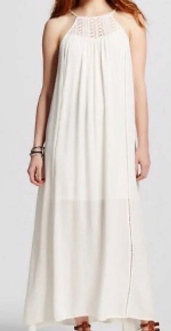 Mossimo Supply Co. Cream Crochet Halter Maxi Dress - Picture 15 of 15